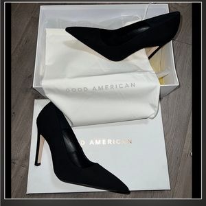 Good American (Size 7.5) Black Icon Pumps